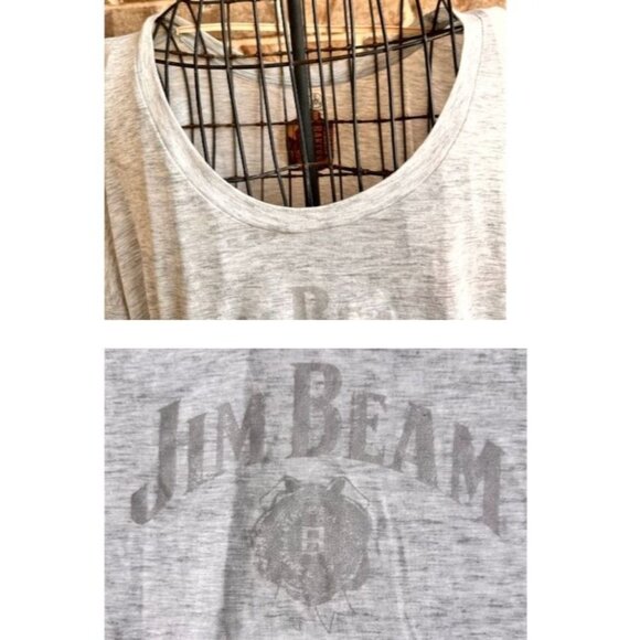 NWT Knob Hill Jim Beam Tee Top Sz M Light Gray Bourbon Whiskey Logo Drop… - Picture 6 of 12